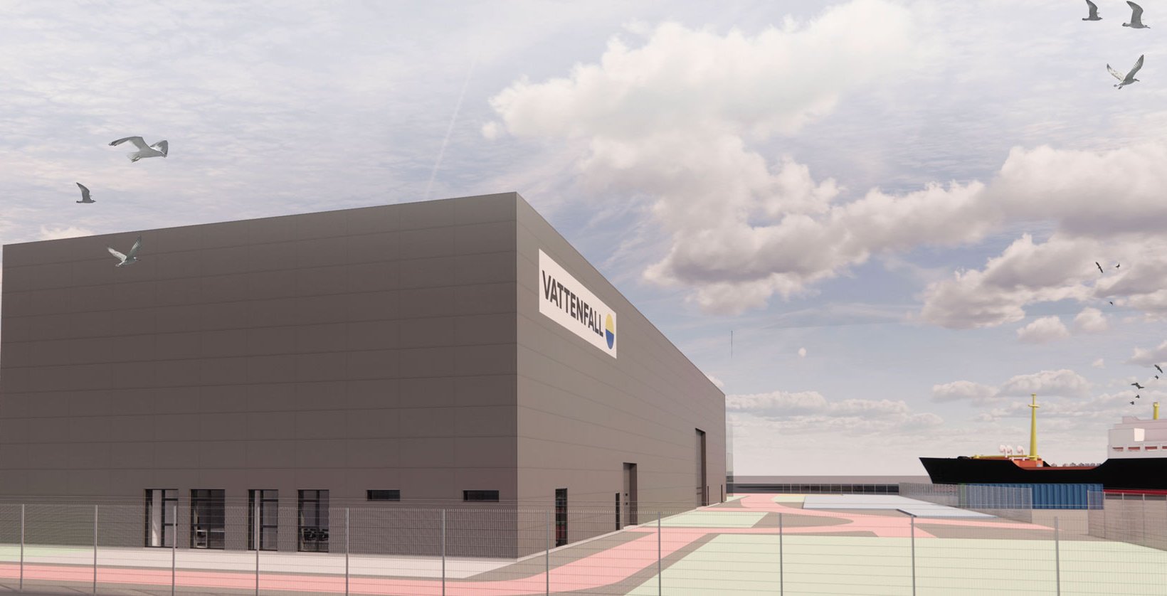 Warehouse for wind turbines at the Danish Port of Esbjerg