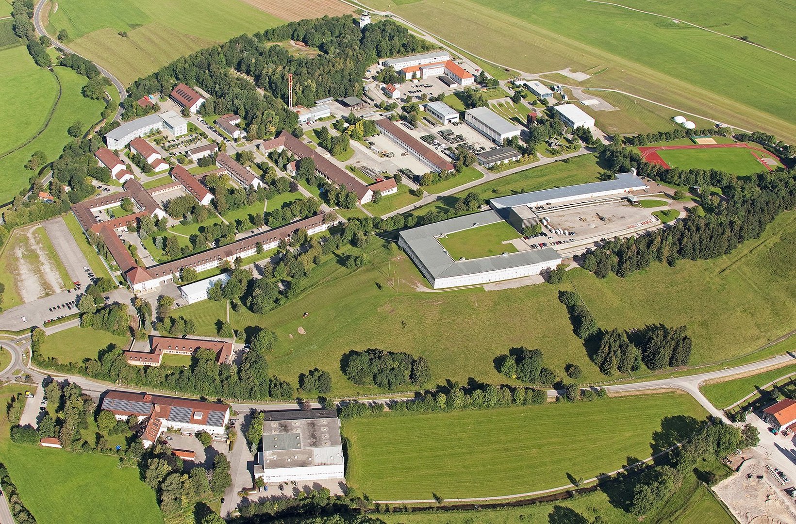 Sky view of Franz-Josef-Strauß barracks in Altenstadt, Germany