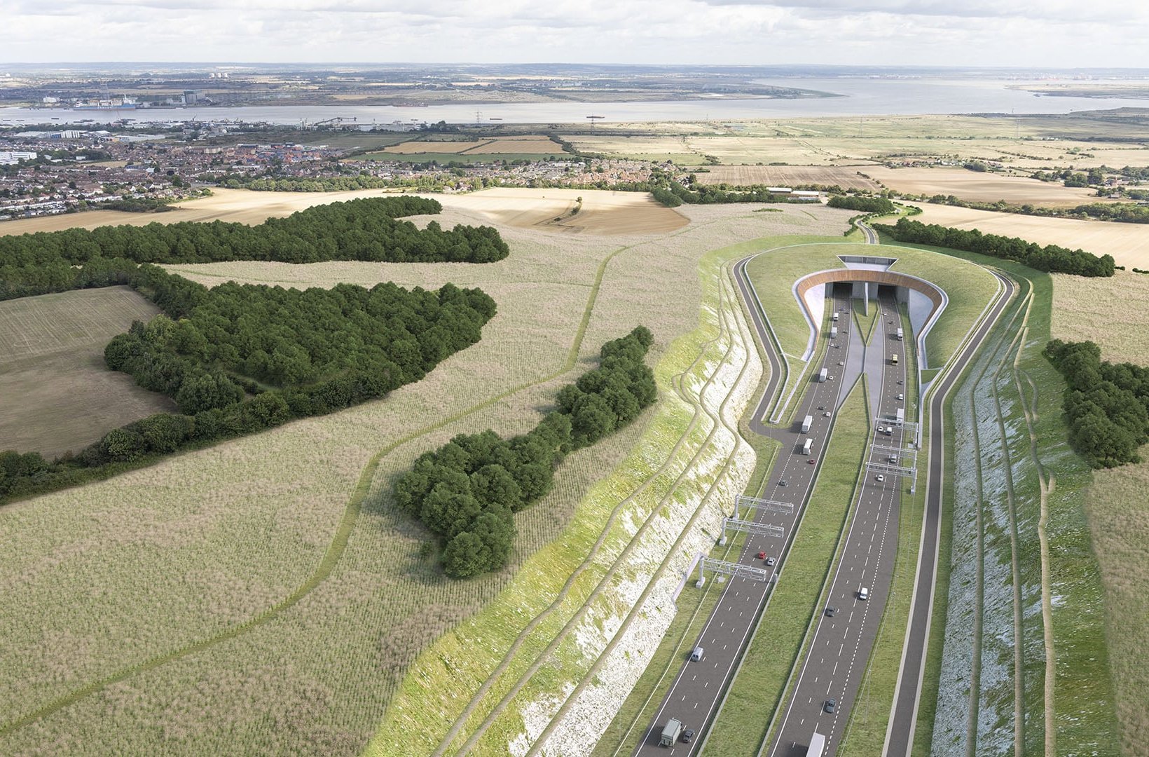 The 4.2 km long twin tunnel under the River Thames. The 4.2 km long twin tunnel under the River Thames.