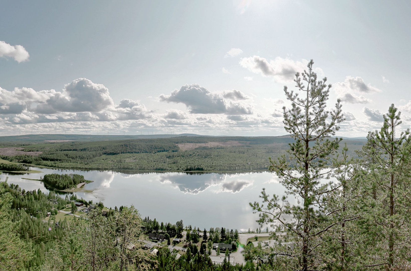 View of forests and lakes in northern Sweden
