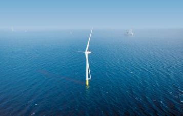 A turbine in an offshore wind farm.