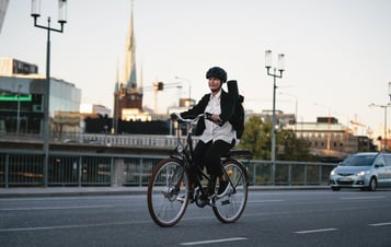 Woman riding an electric bike