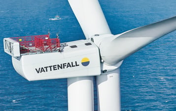Wind turbine with Vattenfall logo