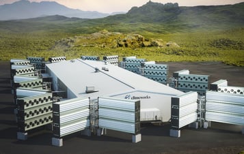 Visualisation of the direct air capture and storage plant Mammoth on Iceland. Copyright: Climeworks