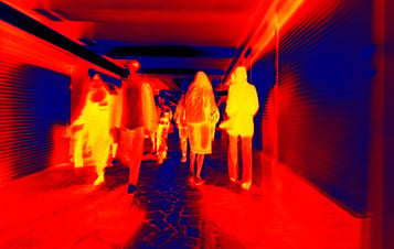 Thermal image of a group of people - Adobe