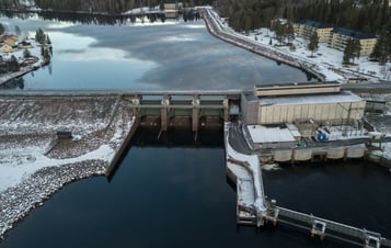 Birds eye view of Boden hydro power plant. Photographer: Jennie Pettersson