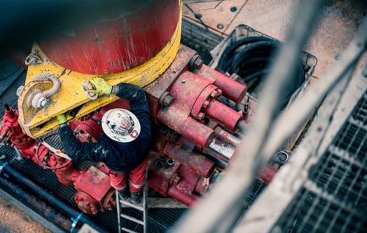 Close-up of a geothermal heat drilling rig.