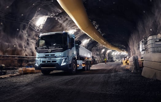 Electric truck at work deep below the surface