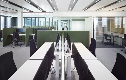 Desks and chairs in an office
