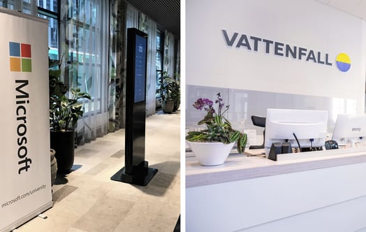 Vattenfall's and Microsoft's front desks.