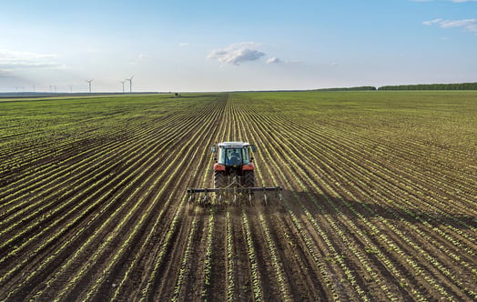 A tractor in a field