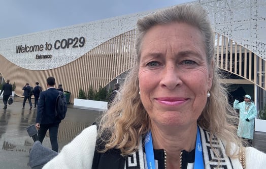 Annika Ramsköld, Head of Sustainability, outside COP29 in Baku