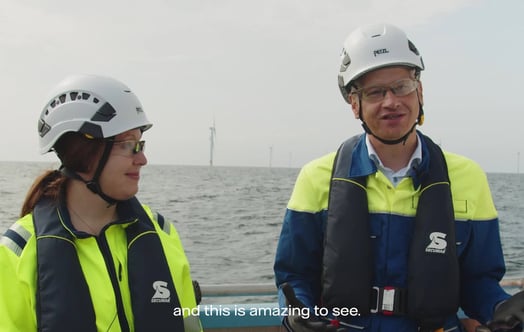 Anna Borg, Vattenfall, and Markus Kamieth, BASF in interview at Hollandse Kust Zuid offshore wind farm