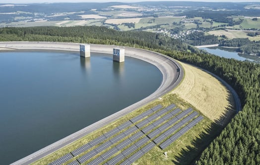 Solar panels at Markersbach pumped storage hydro power plant