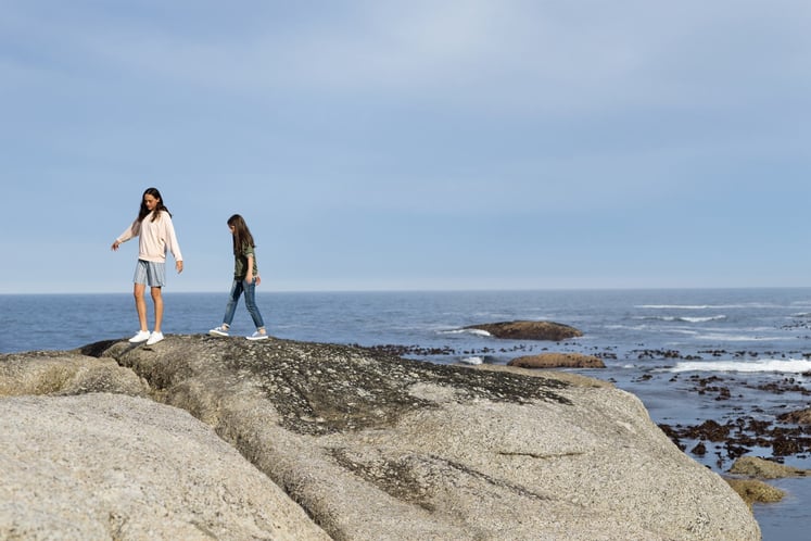 Kids on rocks by the sea Kids on rocks by the sea