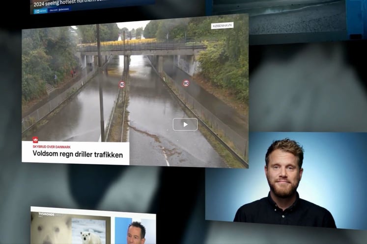 Screengrab from video showing news clips about climate change