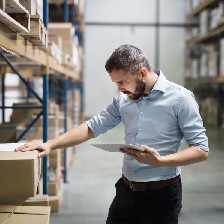 A man in a warehouse A man in a warehouse