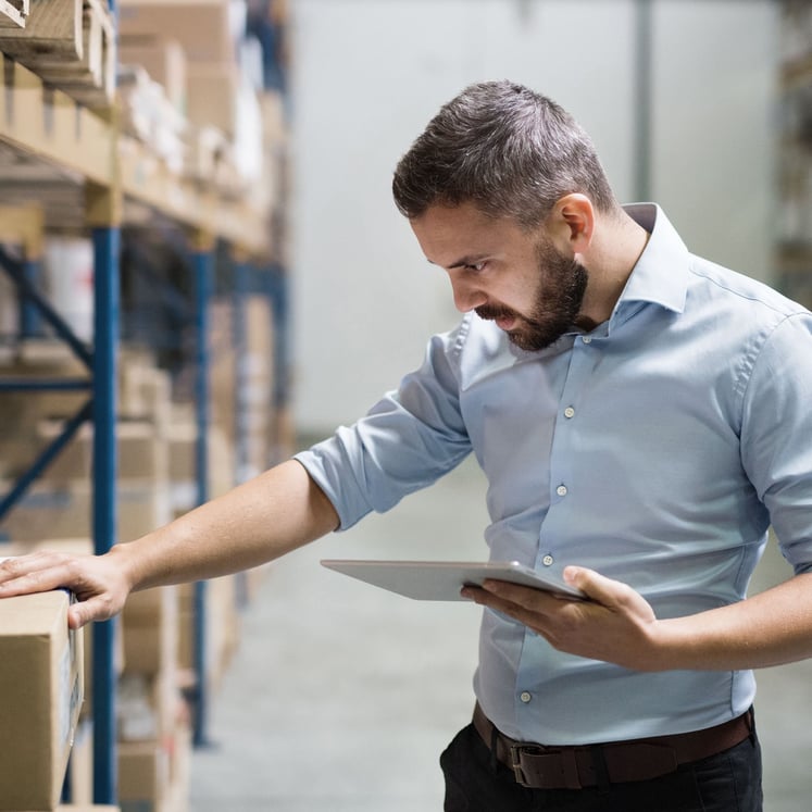 A man in a warehouse