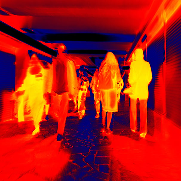 Thermal image of a group of people