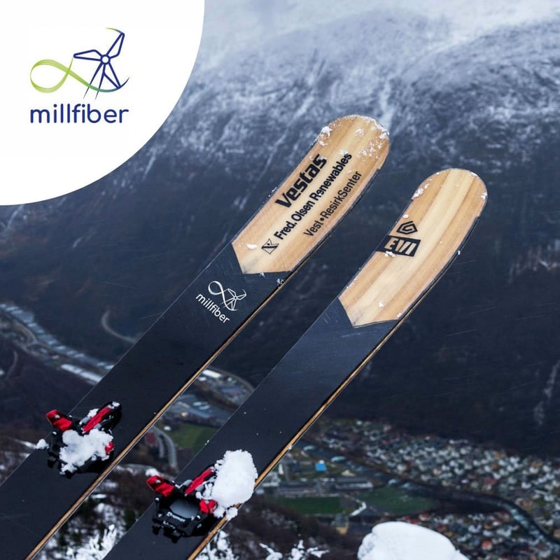 Skis made of recycled wind turbine blades. Photo: Gjenkraft