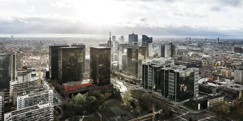 Aerial view of high-rise buildings in Brussels. Aerial view of high-rise buildings in Brussels.