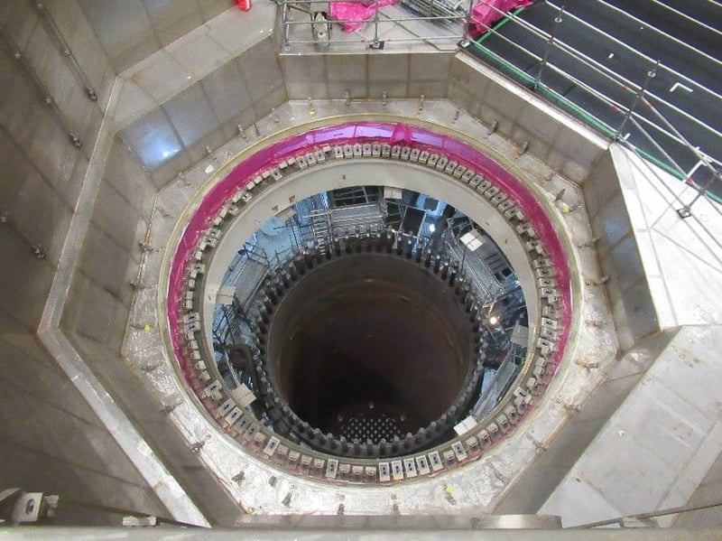 The inside of a reactor pressure vessel