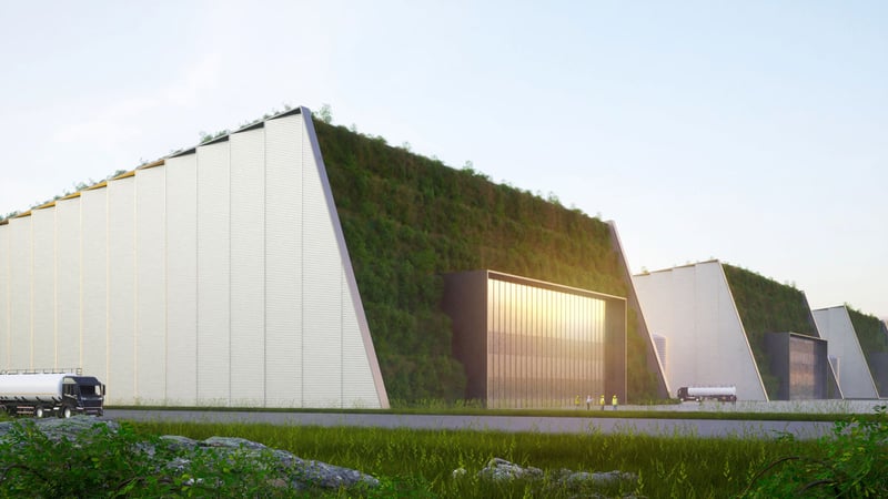 Modular nuclear reactors. Concept illustration.