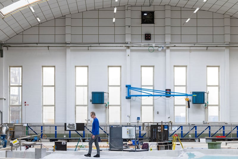 Man walks in the R&D centre in Älvkarleby.