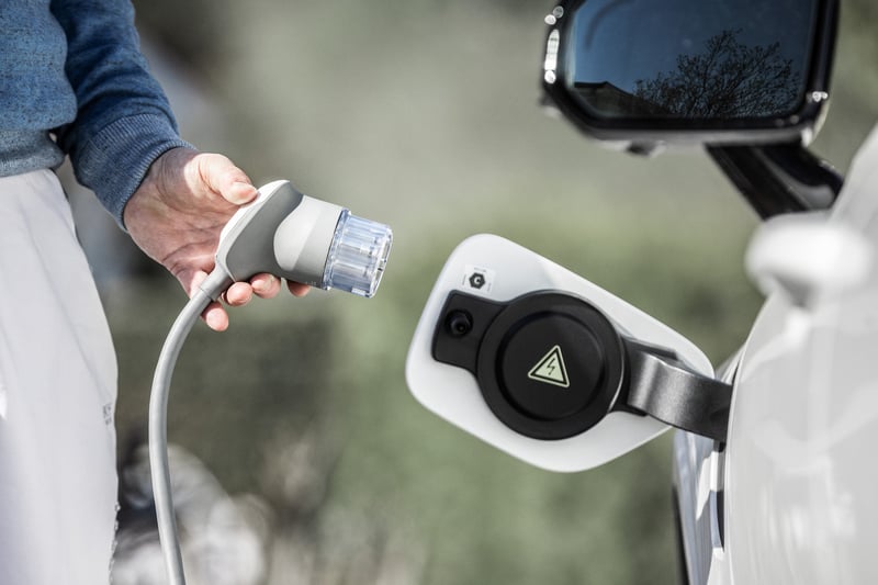 Close-up of electric vehicle charging plug