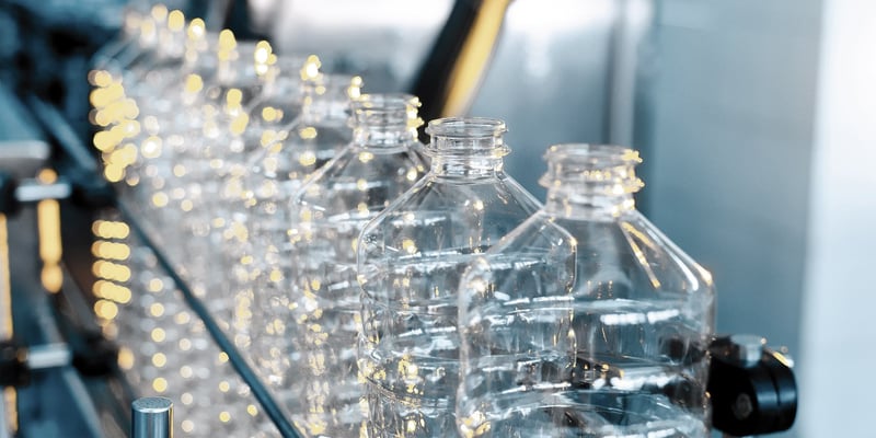 A row of plastic bottles A row of plastic bottles