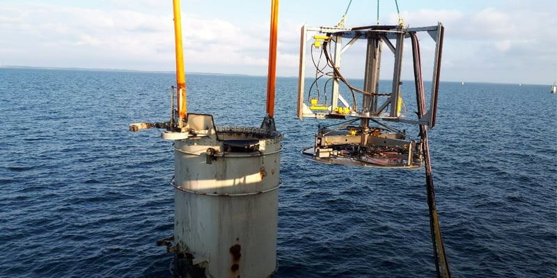 Dismantling of an offshore wind turbine Dismantling of an offshore wind turbine