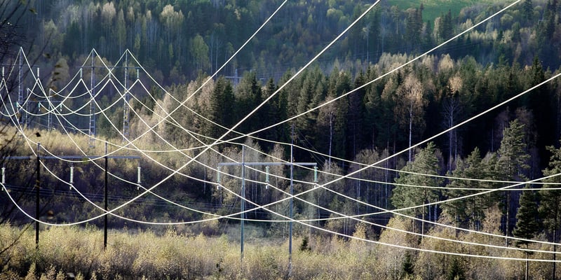 Power lines in an autumn landscape Power lines in an autumn landscape