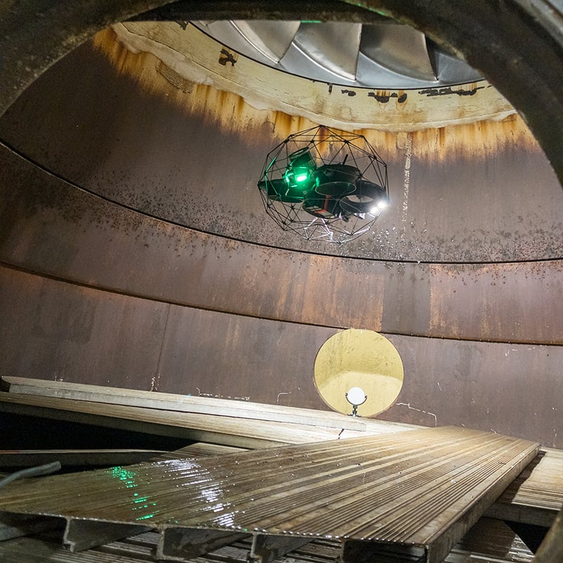 Drone at work at the Juktan hydro power plant