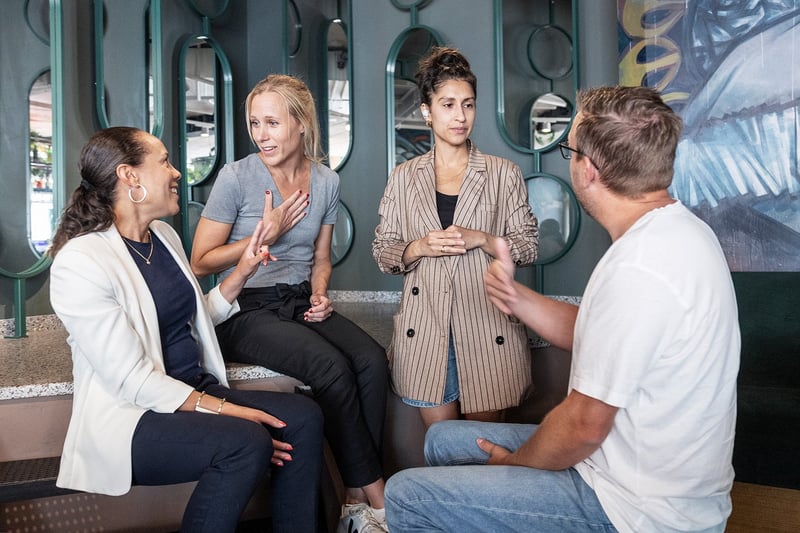 Environmental strategist Mira Norrsell, second from left, has founded a successful concept in Lund, Sweden, for people to meet and work together onclimate change. Photo: André De Loisted