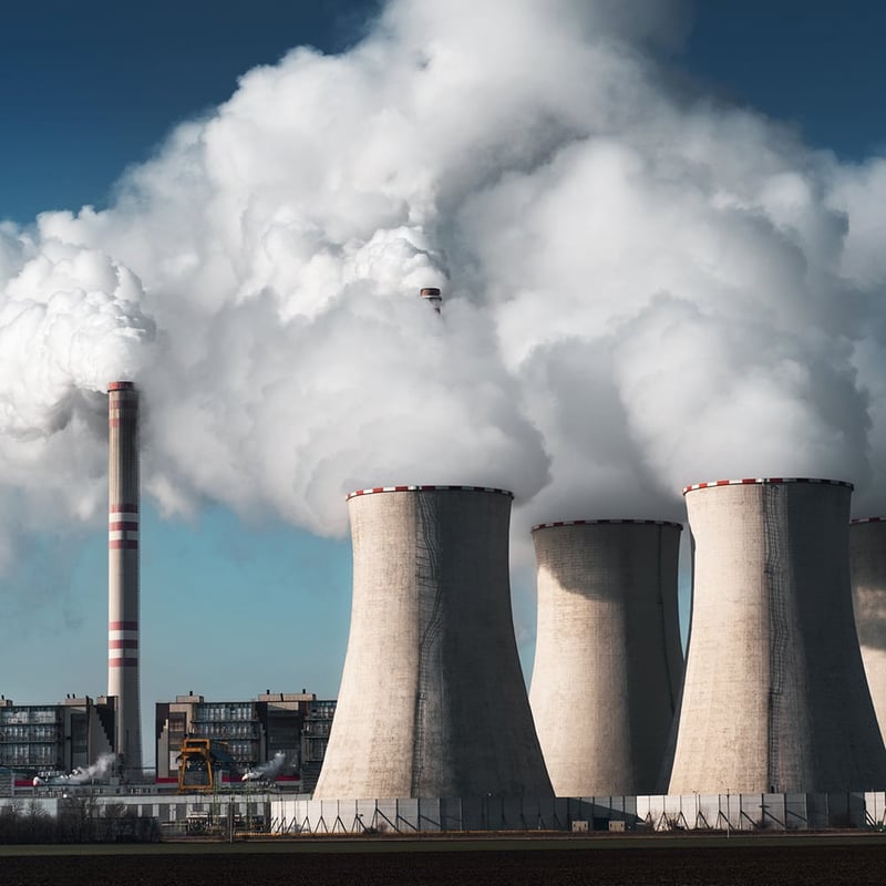 Cooling towers of a power plant