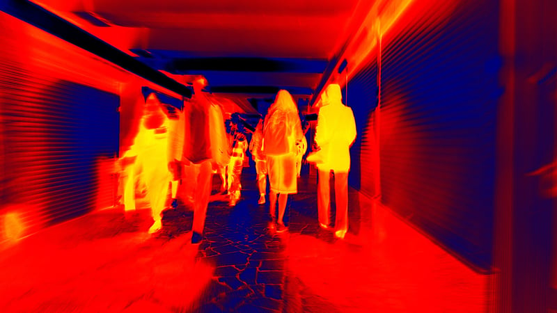 Thermal image of a group of people