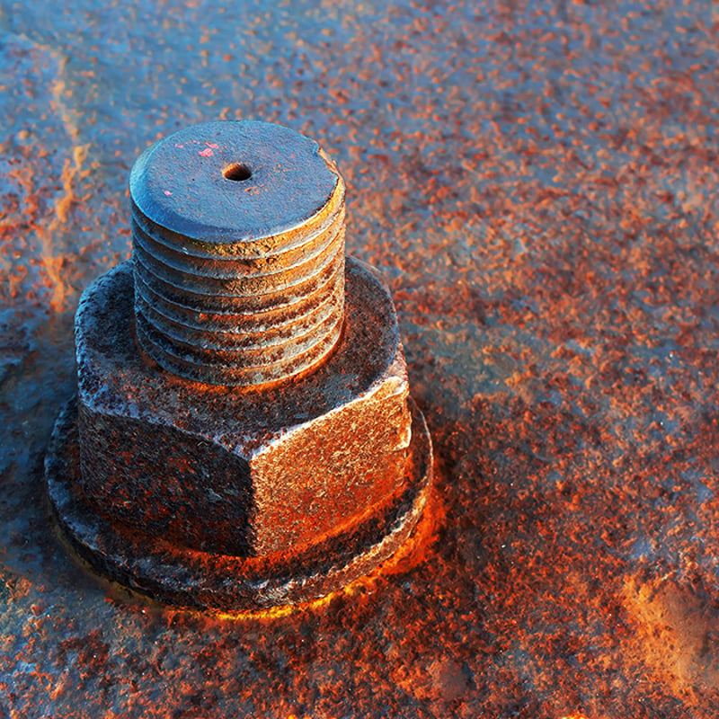 View of a rusty screw