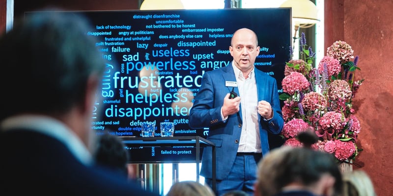 Kris De Meyer, Director of the UCL Climate Action Unit, on stage at the event