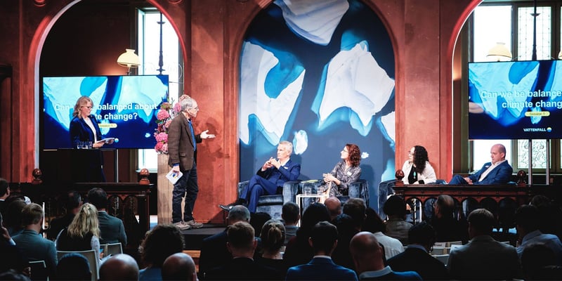 Patricipants at Vattenfall's climate communication event at Bibliothèque Solvay in Brussels