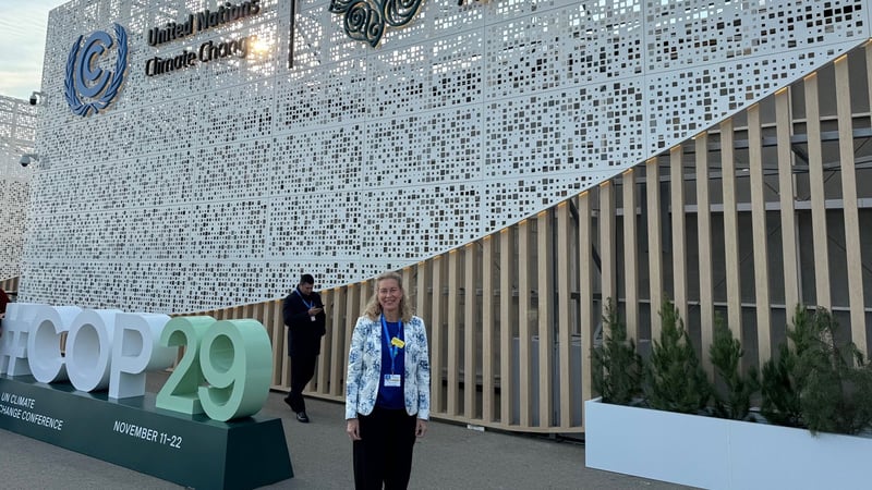 Annika Ramsköld outside COP29 in Baku