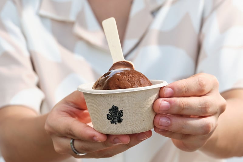 Hands holding ice cream cup