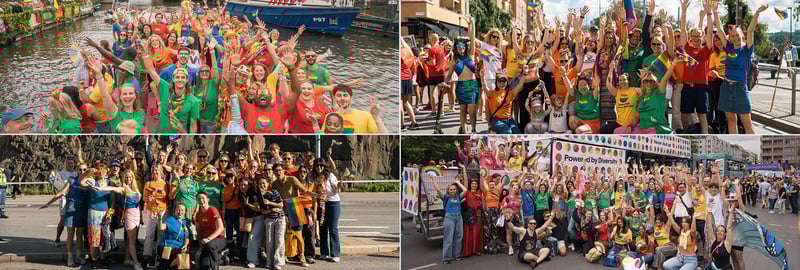 Vattenfall employees at Pride parades in Amsterdam, Stockholm, and Berlin