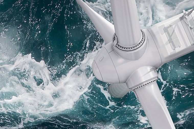 Wind turbine at an offshore wind farm