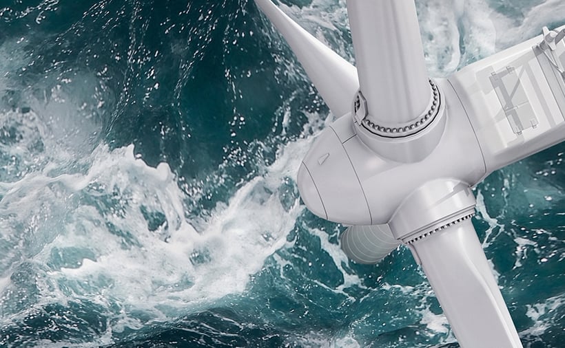 Wind turbine at an offshore wind farm