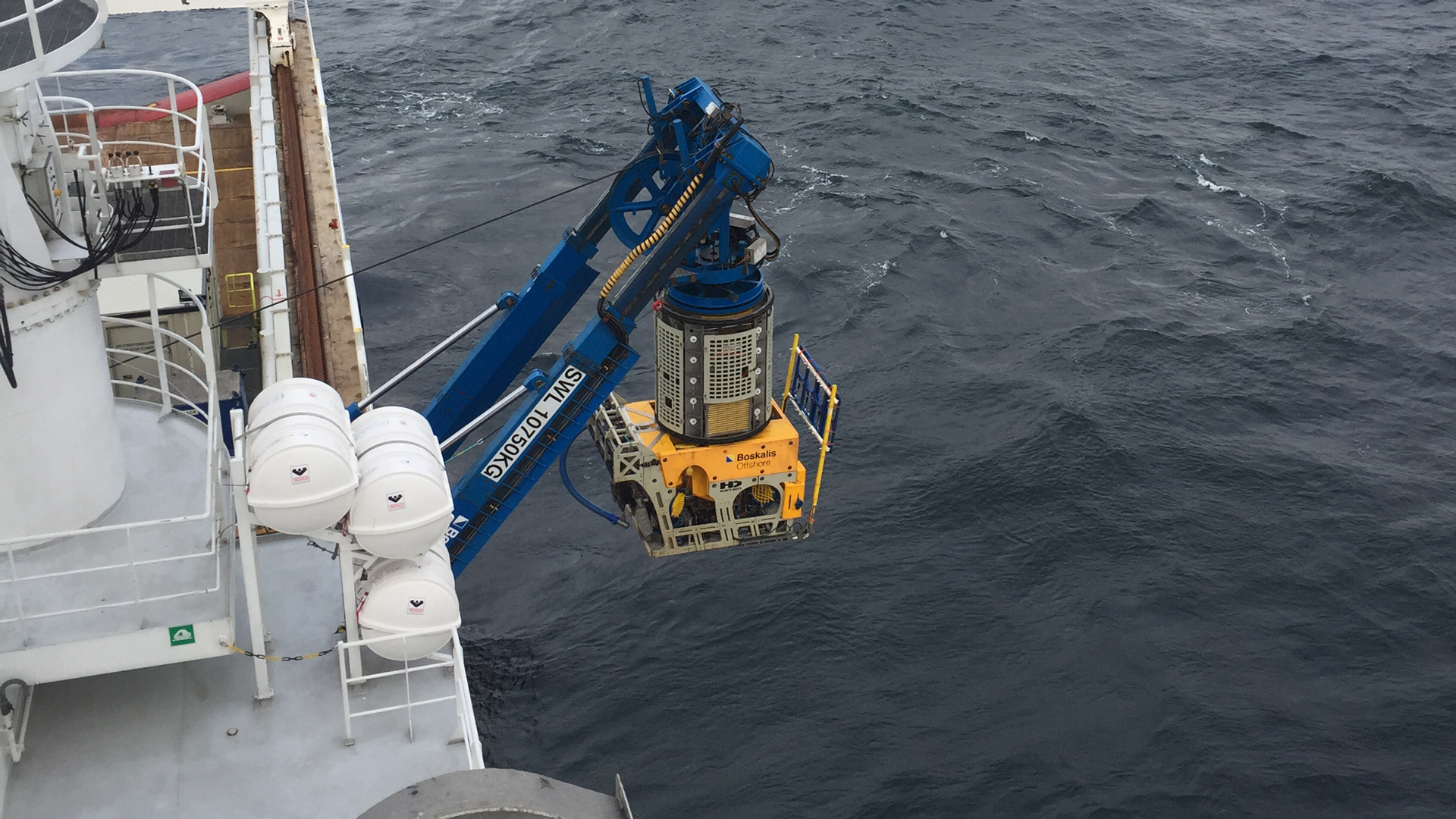 Launching of the remotely operated vehicle at Horns Rev 3