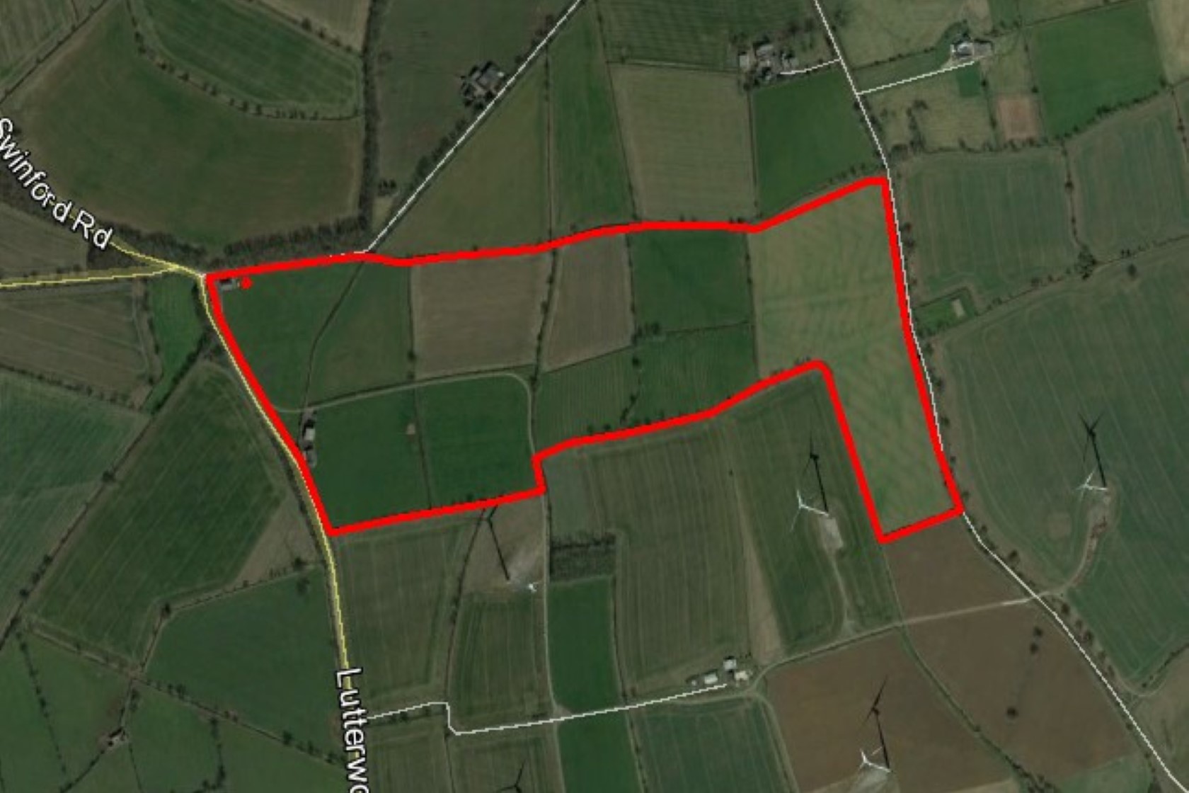 Red line boundary map of the area we are looking to develop at Swinford Wind Farm