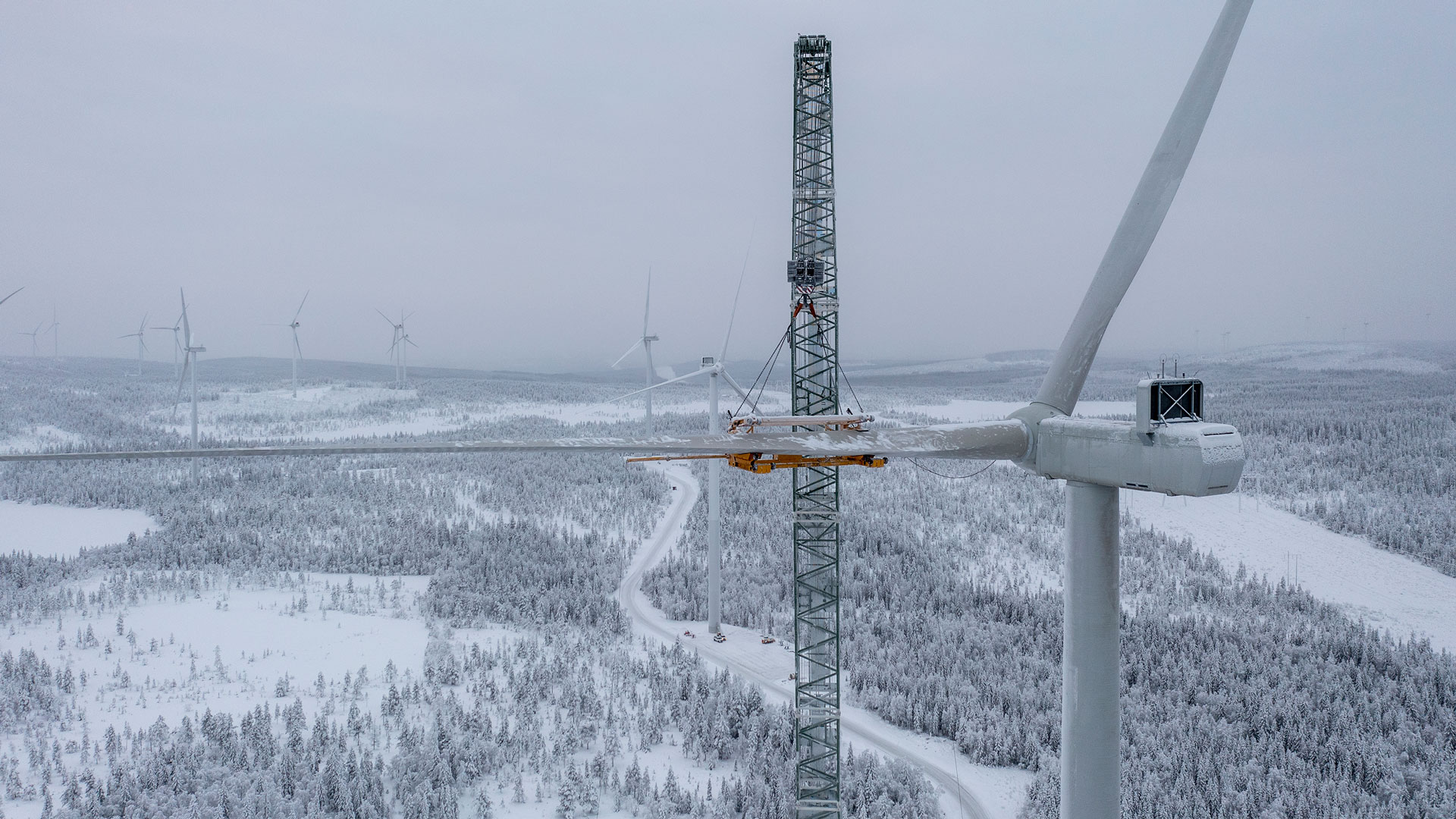 Blakliden Fäbodberget vindmøllepark i det nordlige Sverige