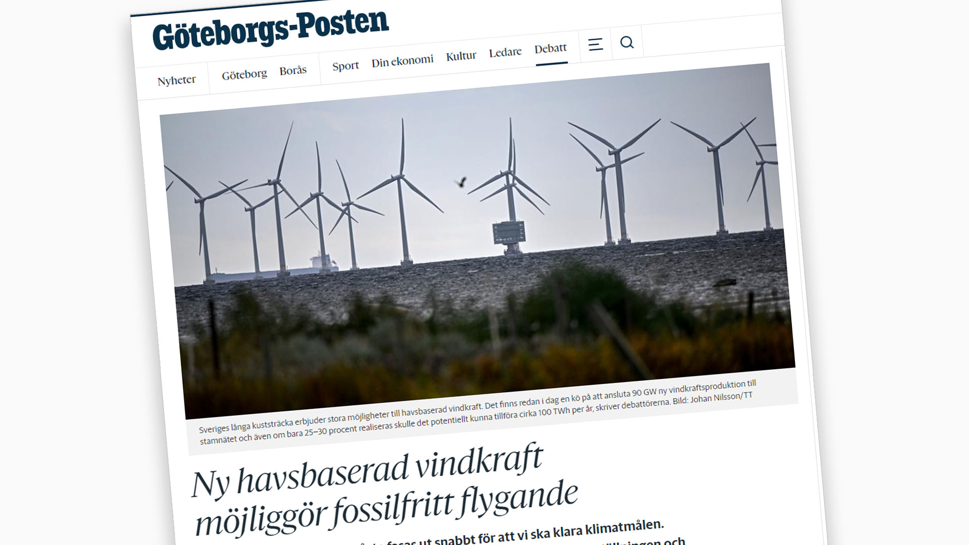 Faksimil debattartikeln i Göteborgs-Posten Faksimil debattartikeln i Göteborgs-Posten