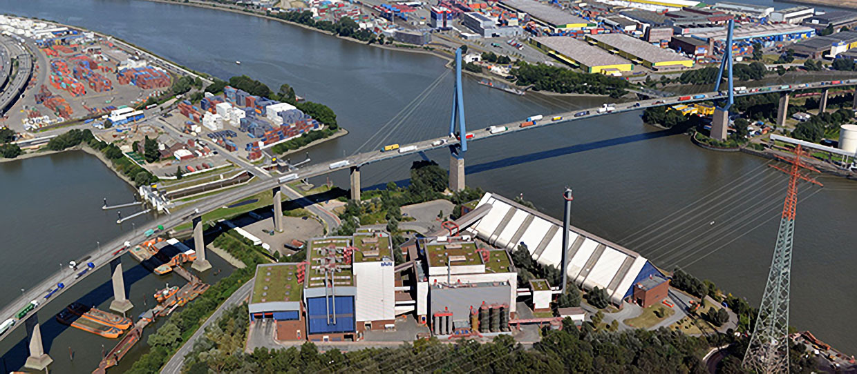 Aerial view Rugenberger Damm waste incineration plant (MVR)