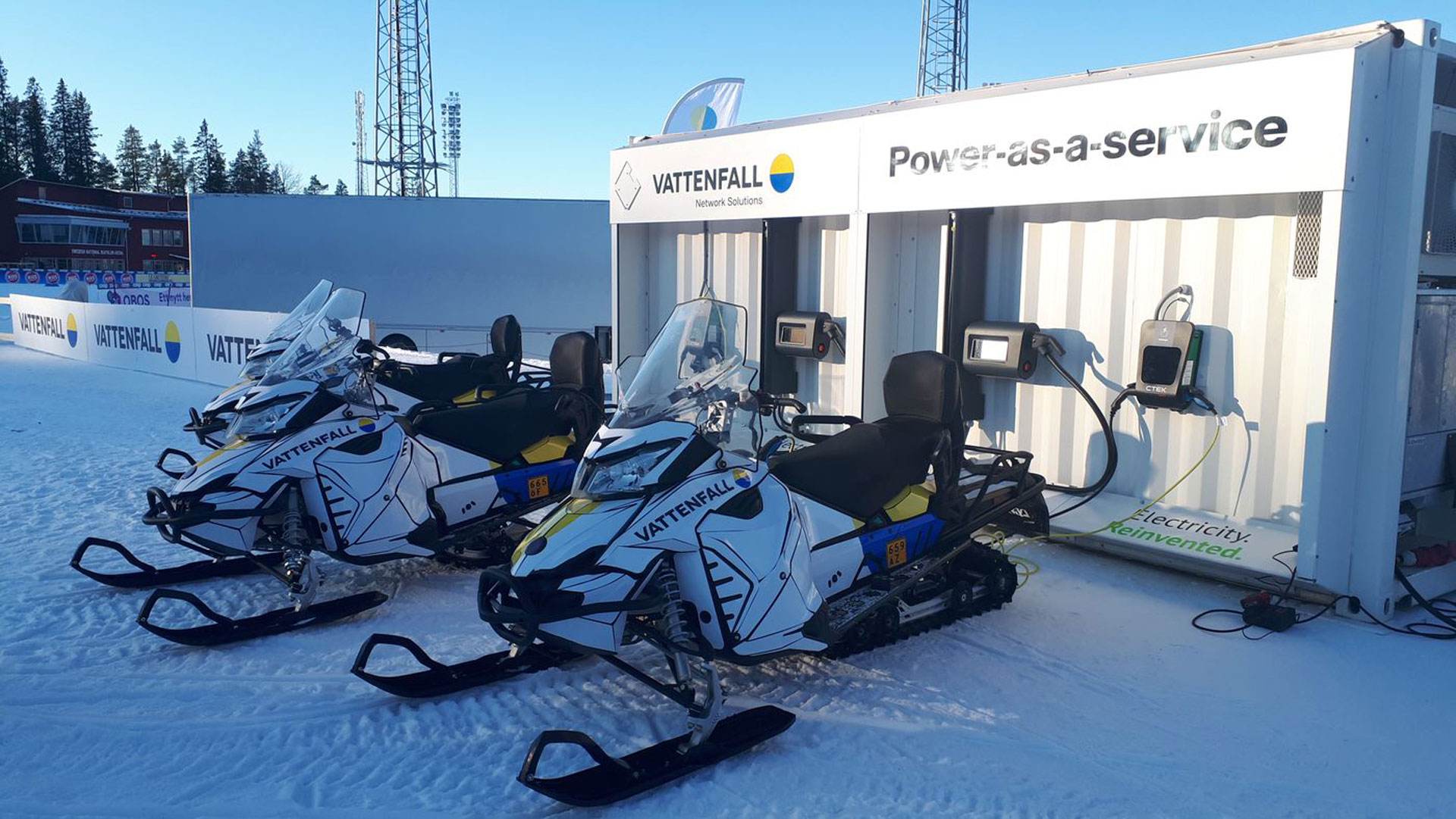 Vattenfalls battericontainer på plats under Ski Tour 2020